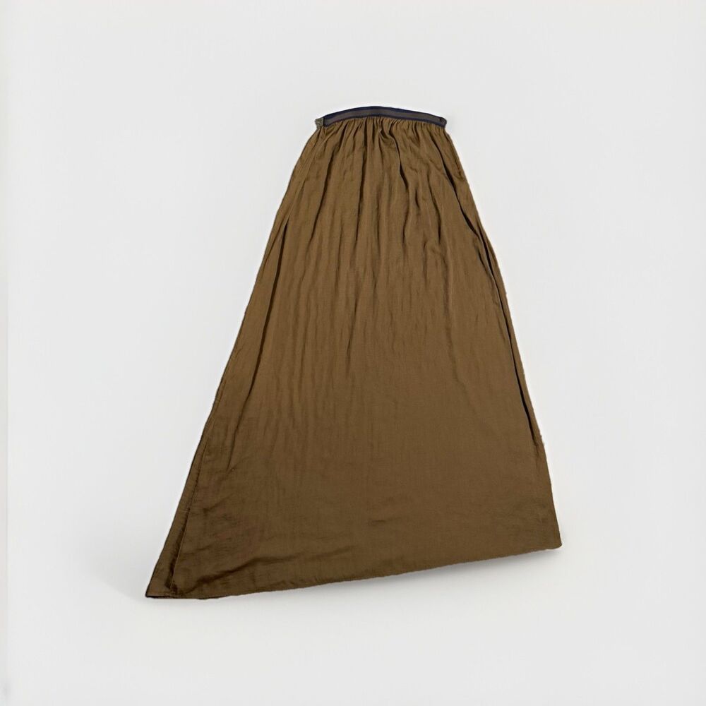 Zara Basic Womens Maxi Skirt Brown Elastic Waist Flowy Casual Boho Size M/L